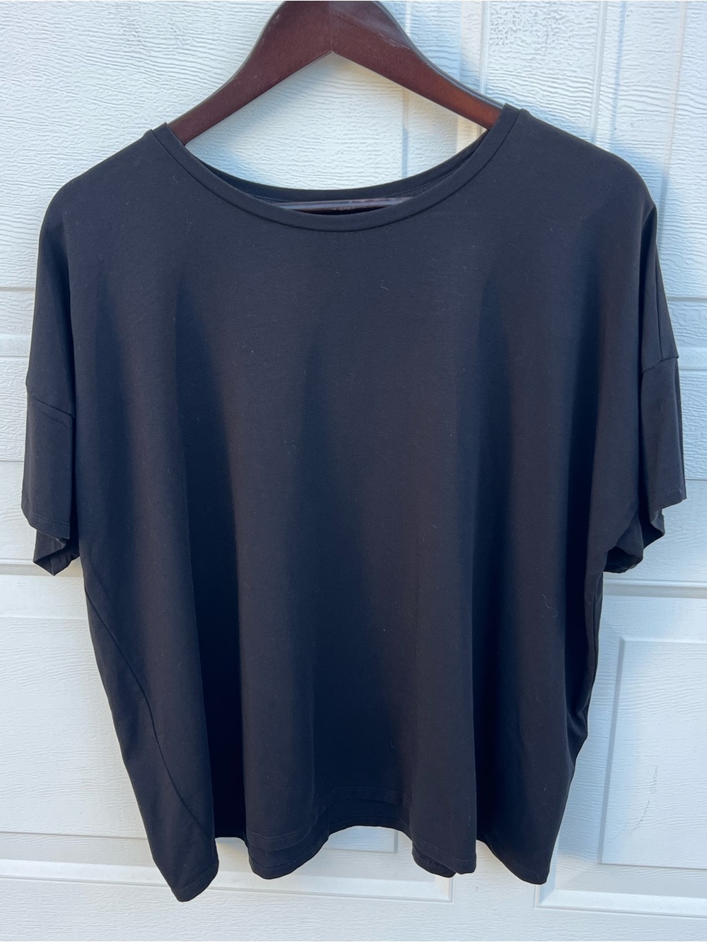 Women's Eileen Fisher Black Relaxed Short Sleeve Tencel Crew Tee M